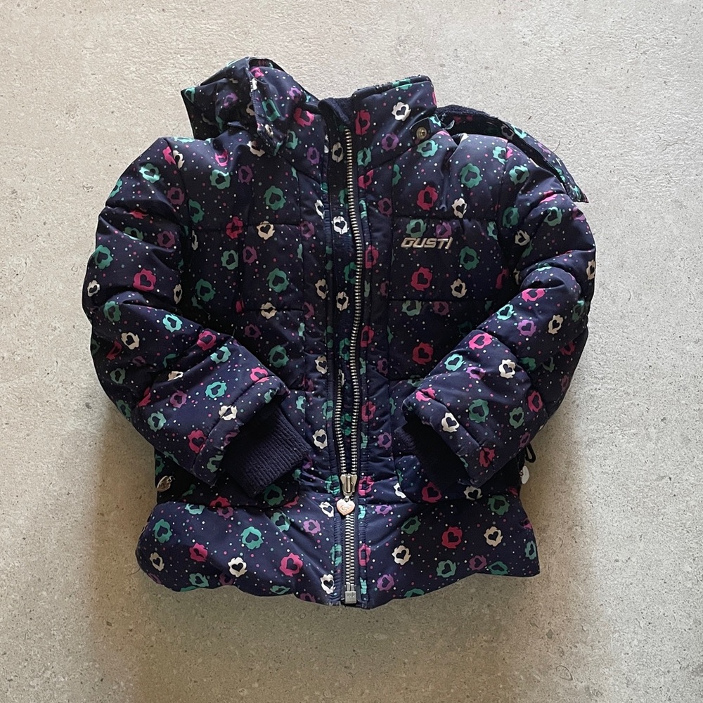 Kids Floral Puffer Jacket - Multicolor